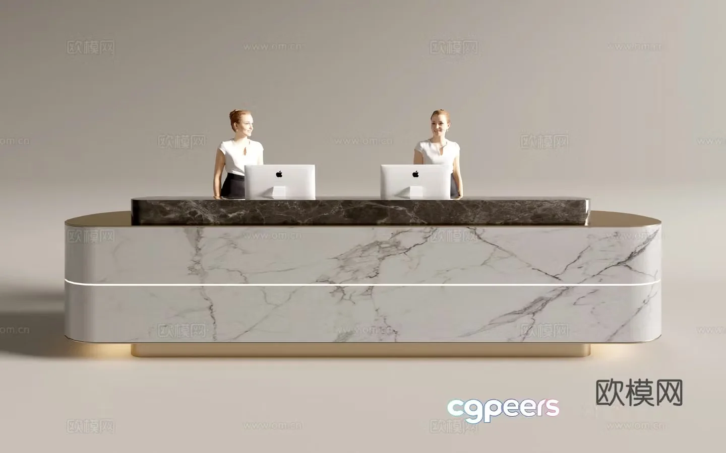 Modern company front desk reception desk service desk 3d model