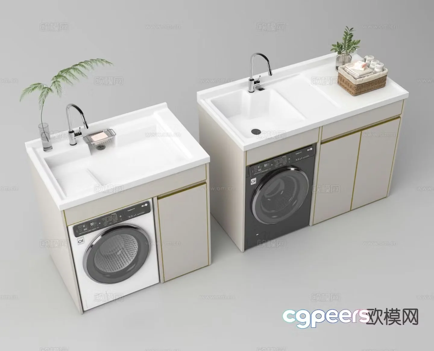Washing machine cabinet balcony cabinet 3d model