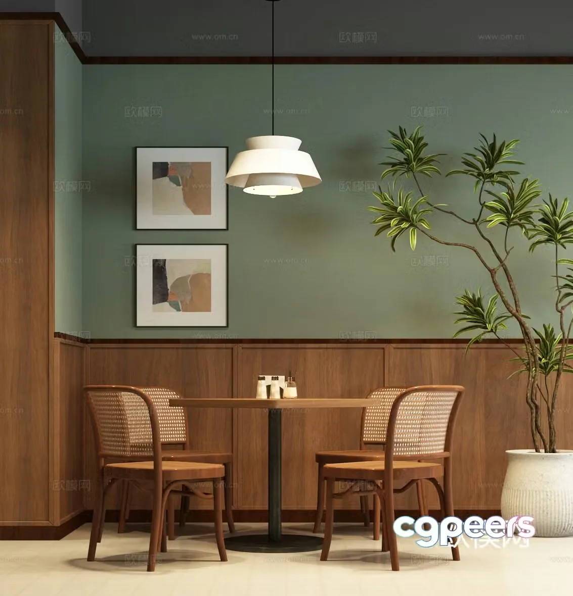 Modern dining table and chairs Nordic dining table and chairs Modern Nordic dining table and chairs Modern restaurant dining table and chairs 3d model