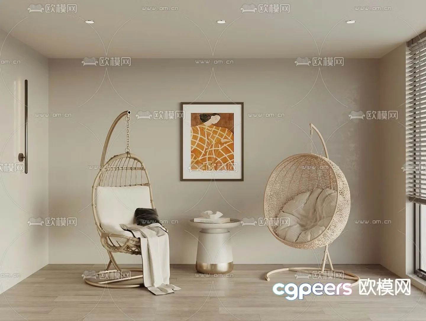 Modern hanging chair egg chair swing chair garden chair 3d model