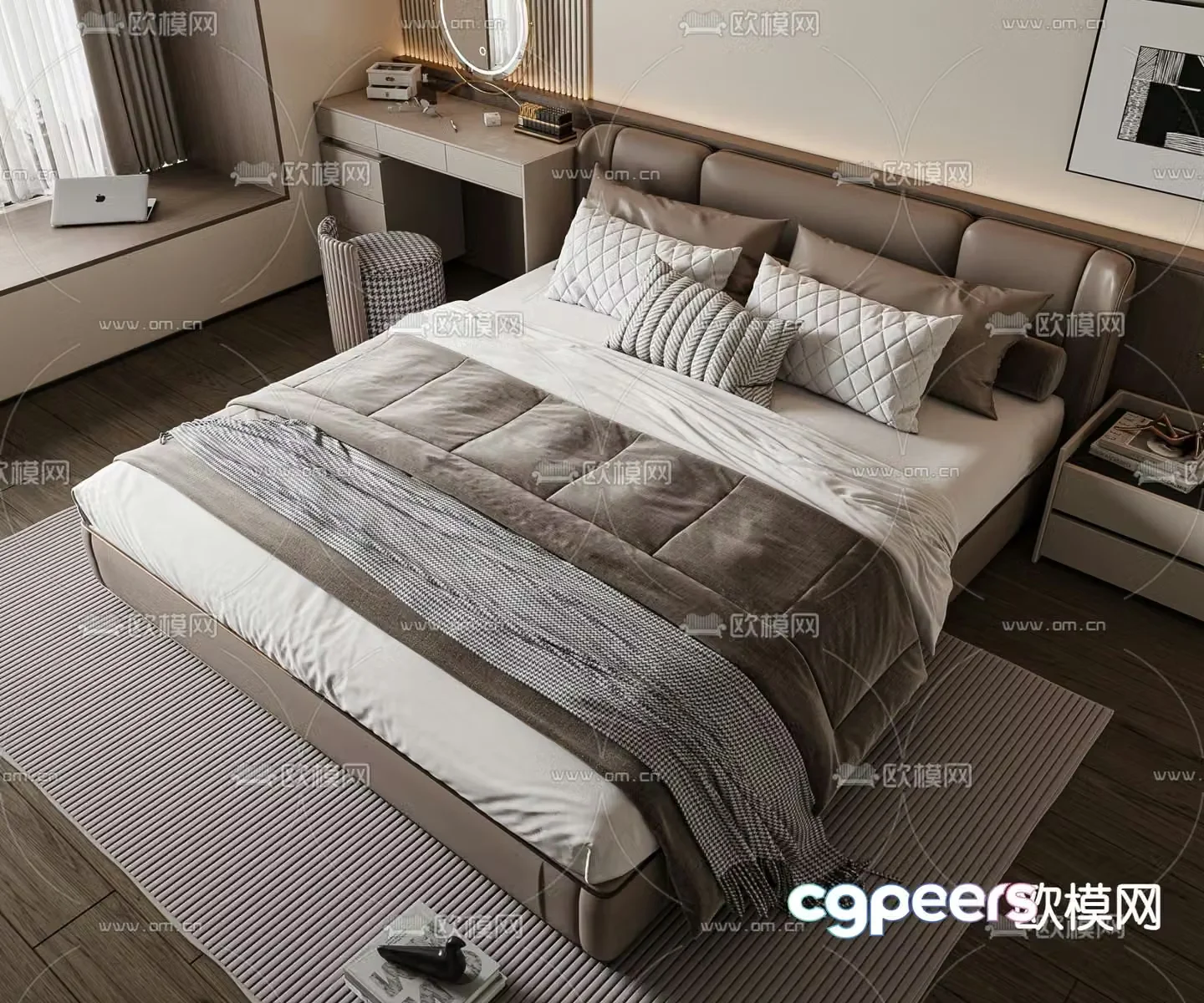 Modern double bed 3d model