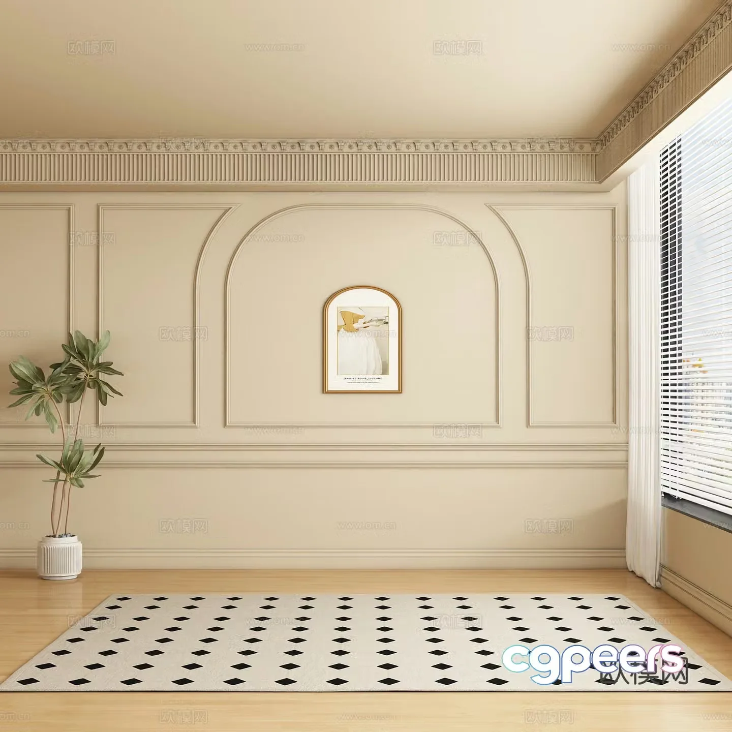 French sofa background wall 3d model