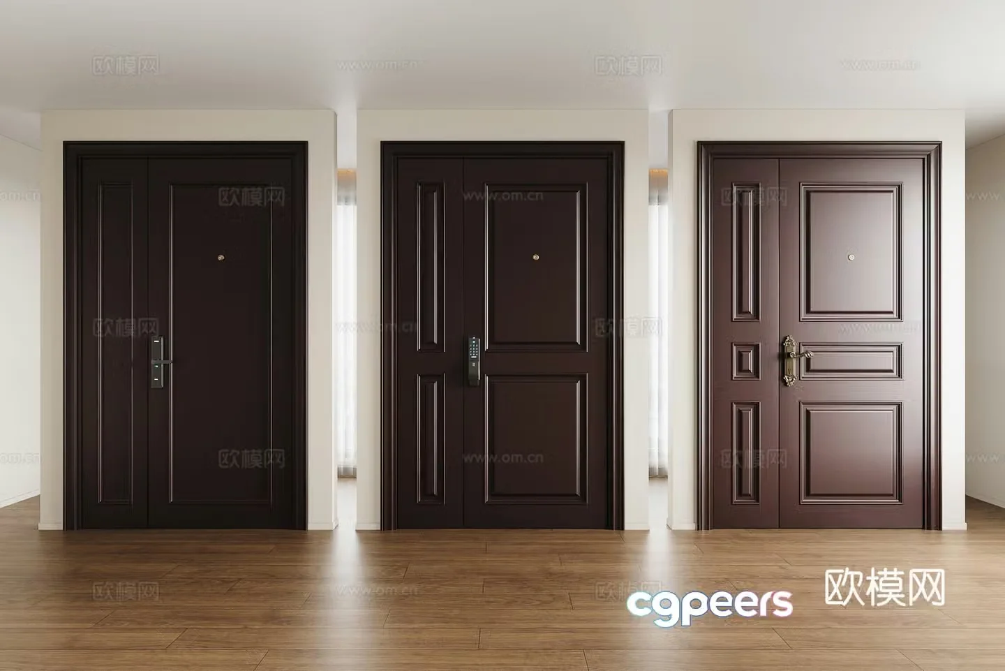 Modern security door mother and child door entrance door finger silk door lock 3d model