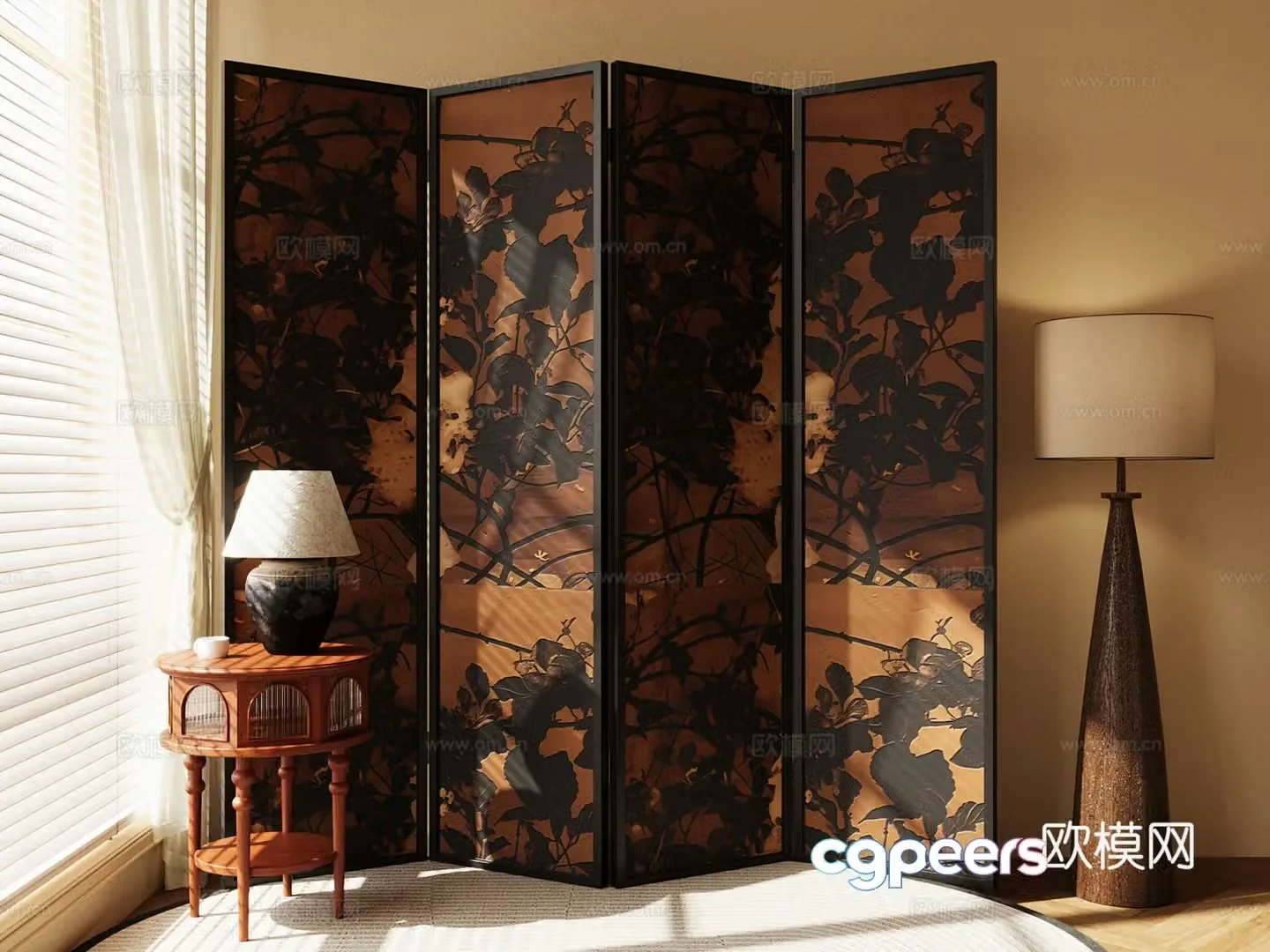 Medium-old screen foldable screen retro lighting 3d model