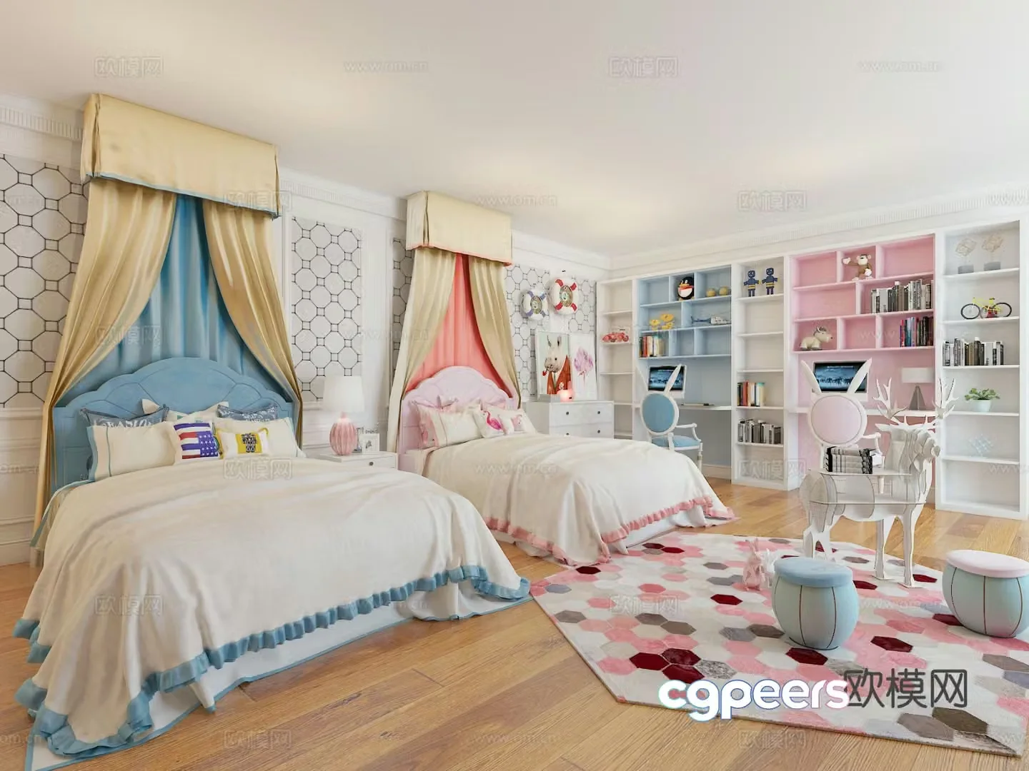 European style children’s room 3D model of children’s room