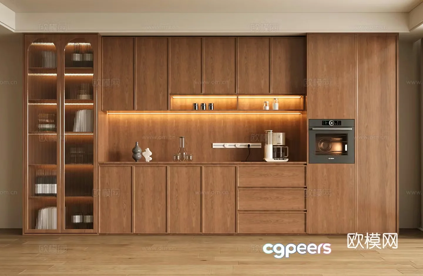 Middle-aged wine cabinet sideboard decoration ornament 3D model