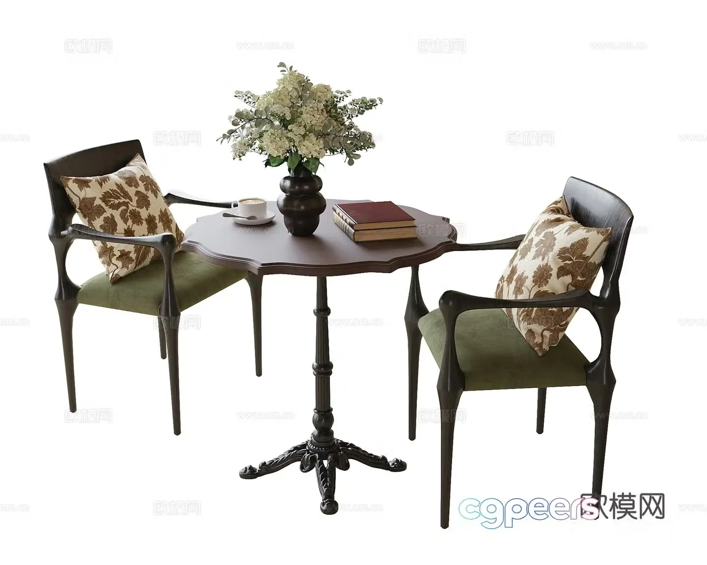 French coffee table and chairs leisure table and chairs negotiation table and chairs 3D model