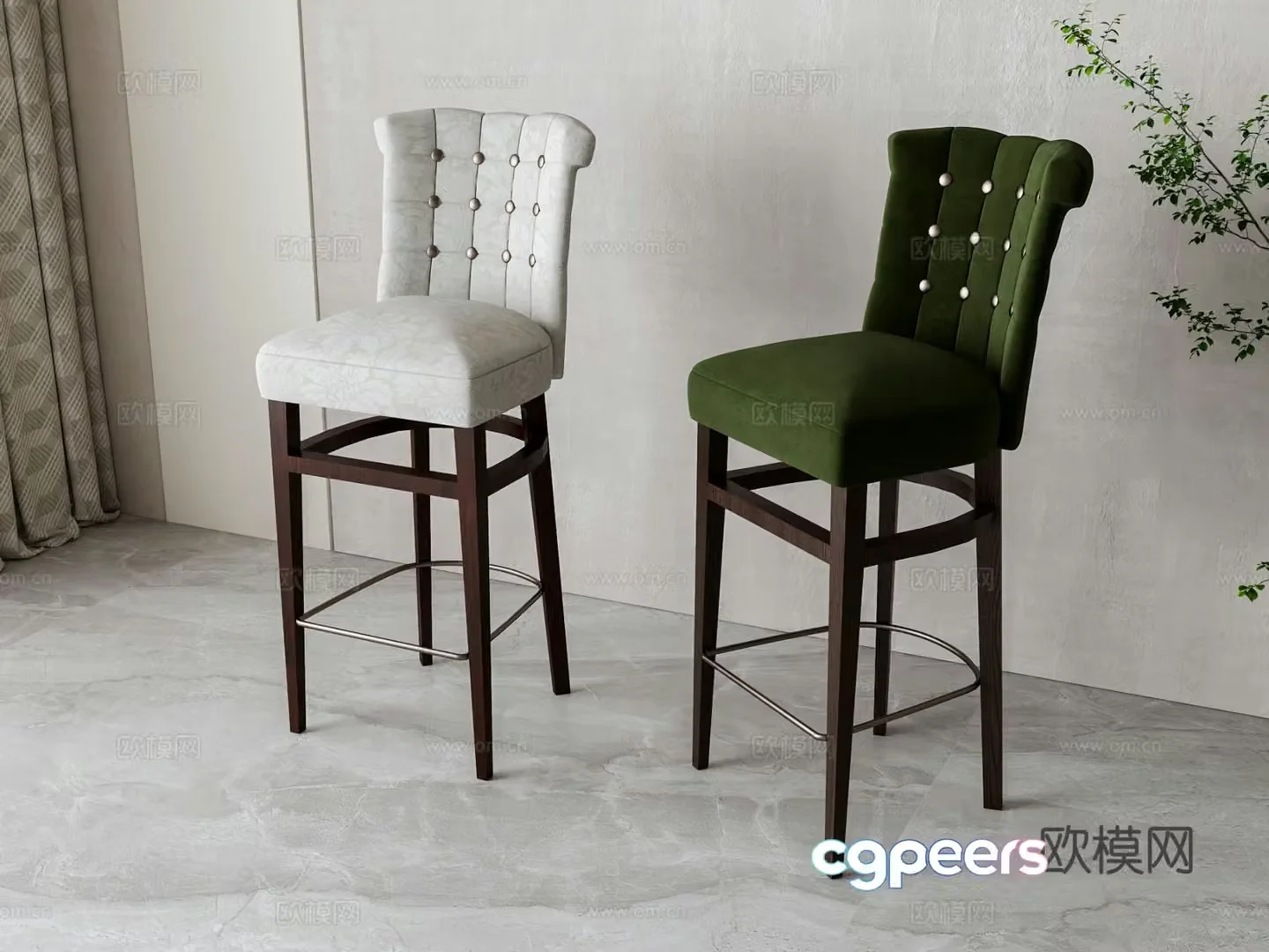 American bar stool bar stool high stool 3d model