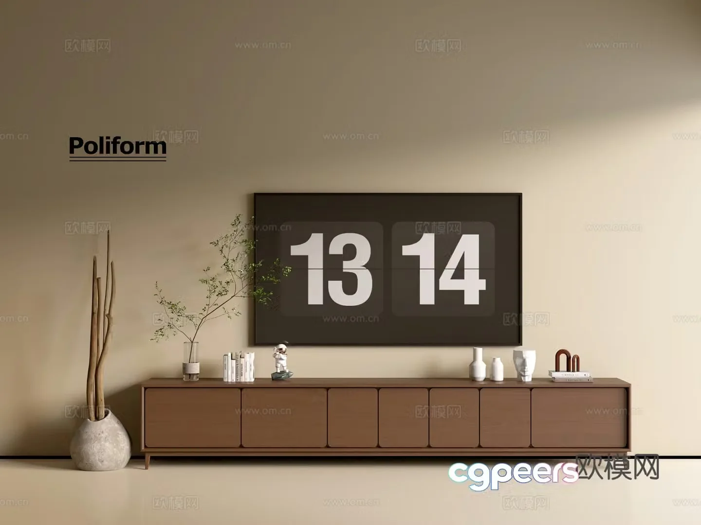 Modern wood grain TV cabinet simple side cabinet chest of drawers low cabinet whole cabinet side cabinet balcony 3D model