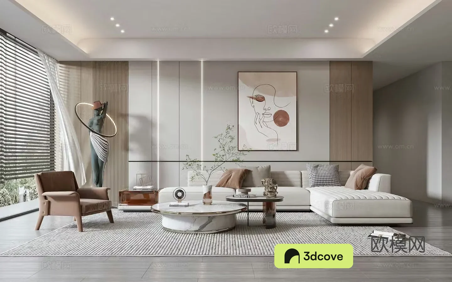 Modern living room modern sofa coffee table combination modern background wall