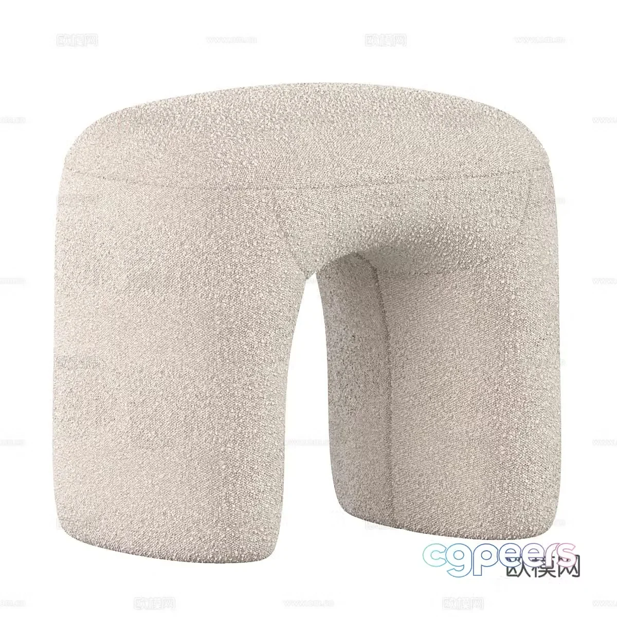 Modern cream style fabric stool 3d model