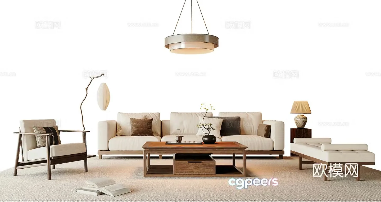 New Chinese style combination sofa 3D model