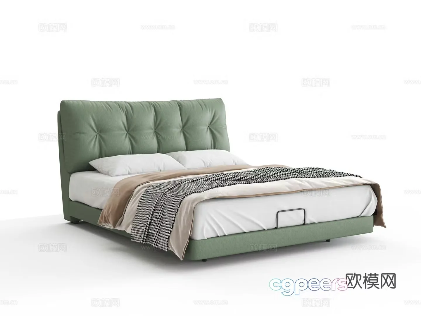 Italian leather double bed 3D model