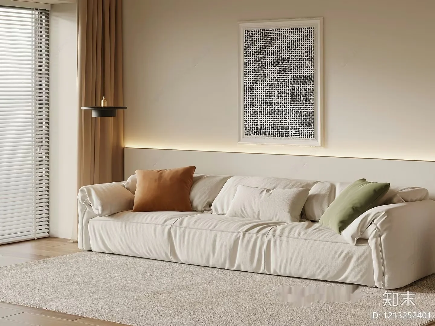 A White Couch 3D Model – 5228 – VRAY Render