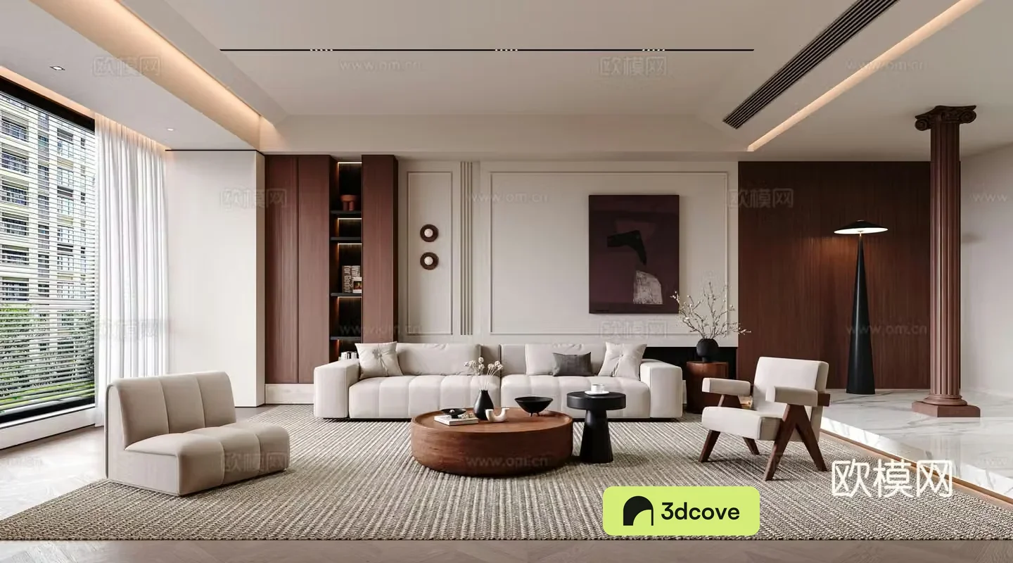 Middle-aged living room 3d model