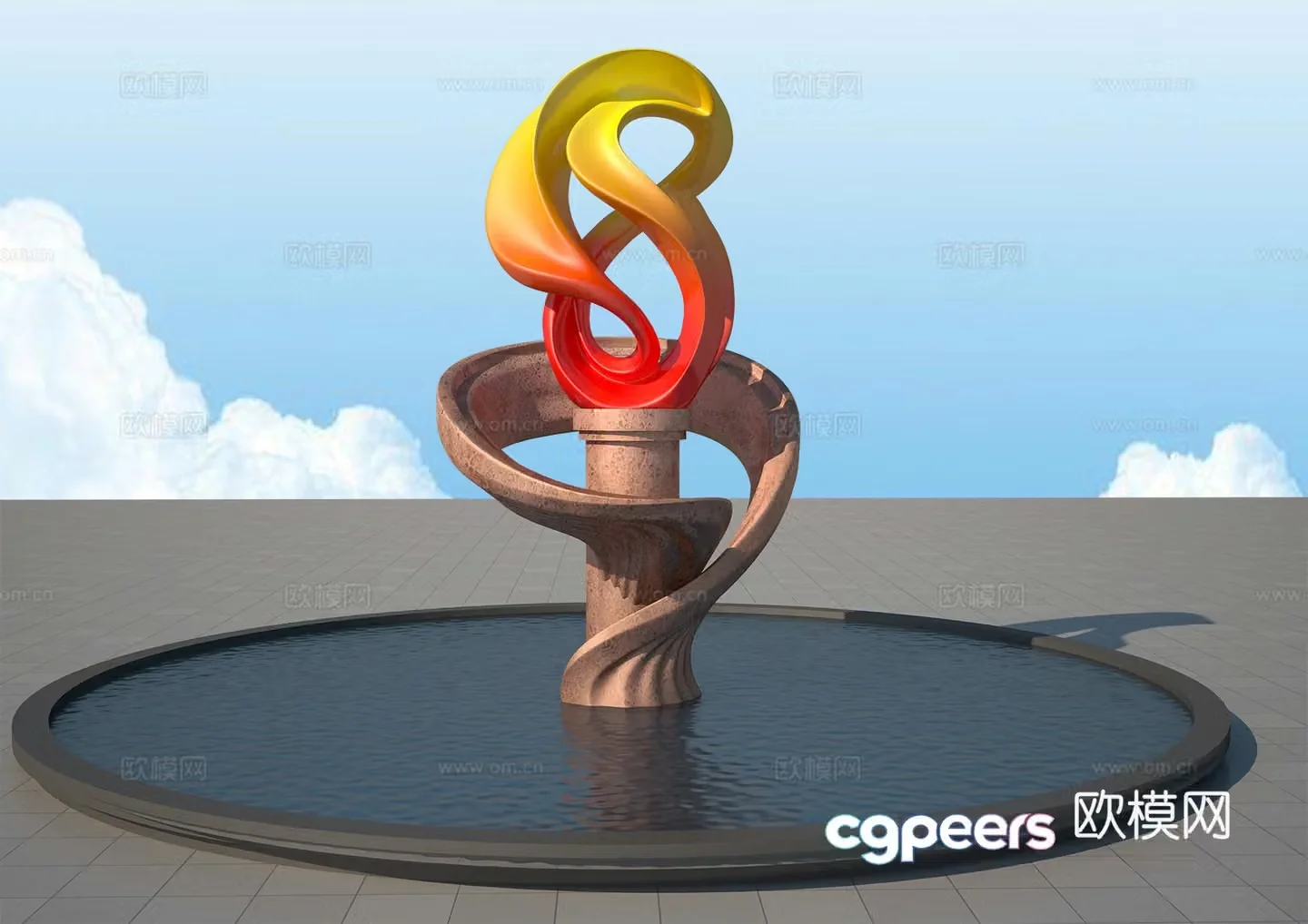 Modern torch sculpture 3d model