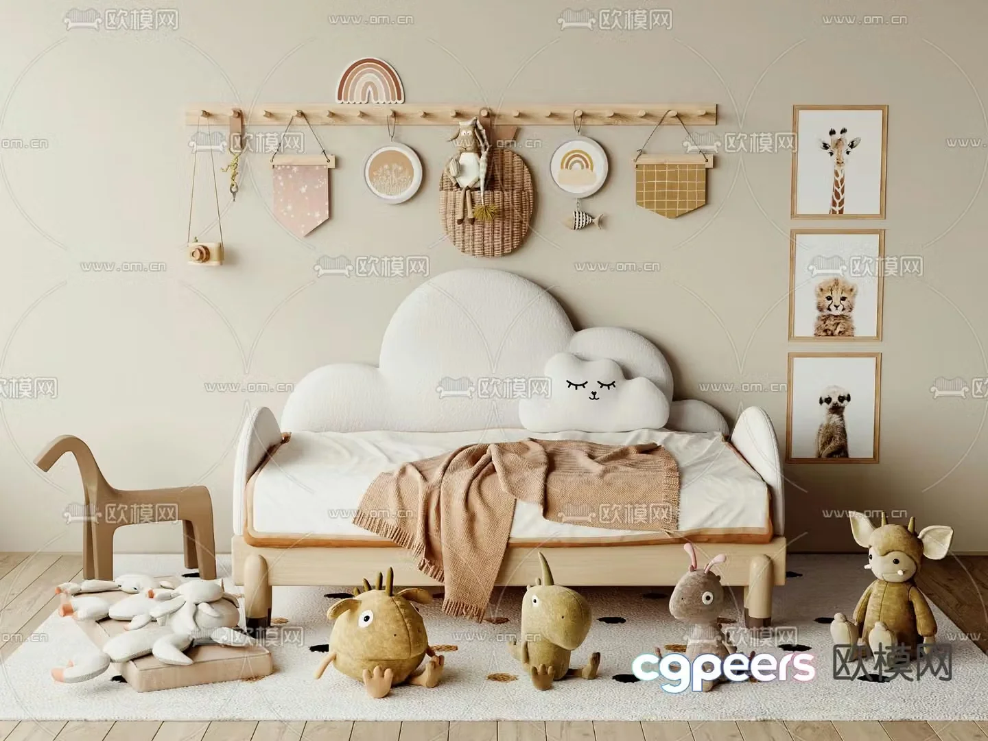 Nordic children’s bed sofa bed 3d model