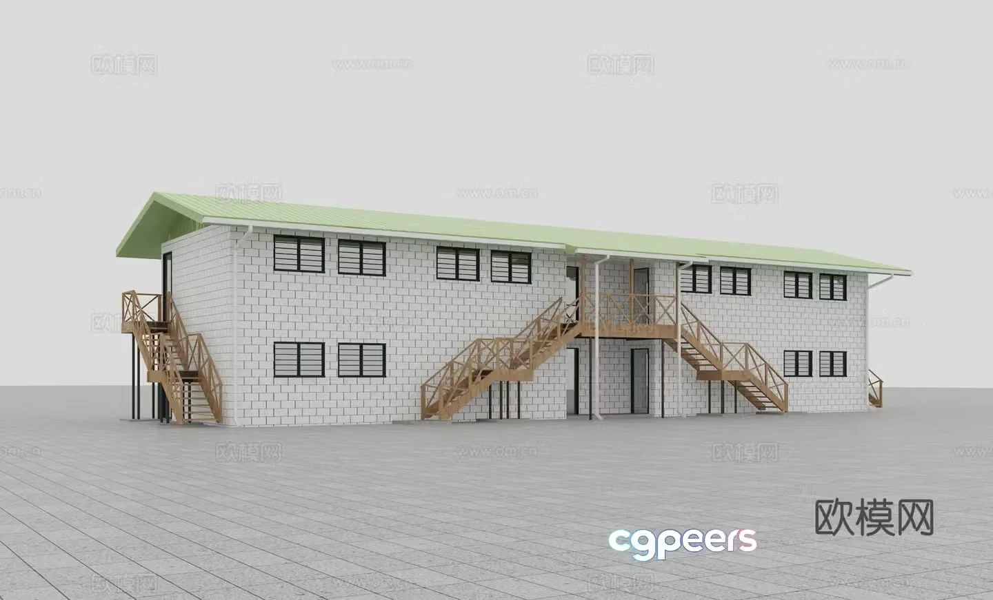 Modern office building architecture 3d model
