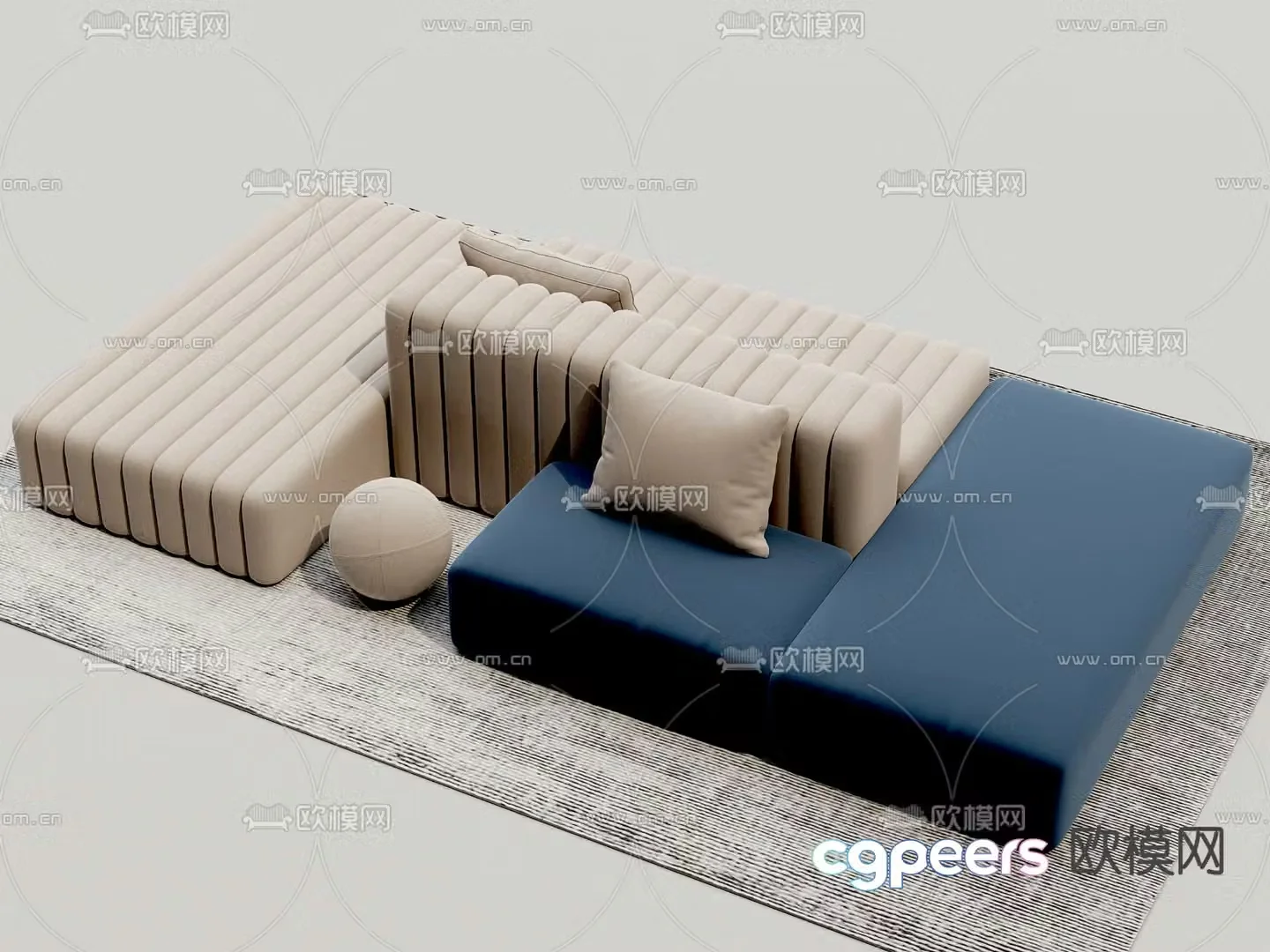 Modular sofa multi-person sofa 3d model