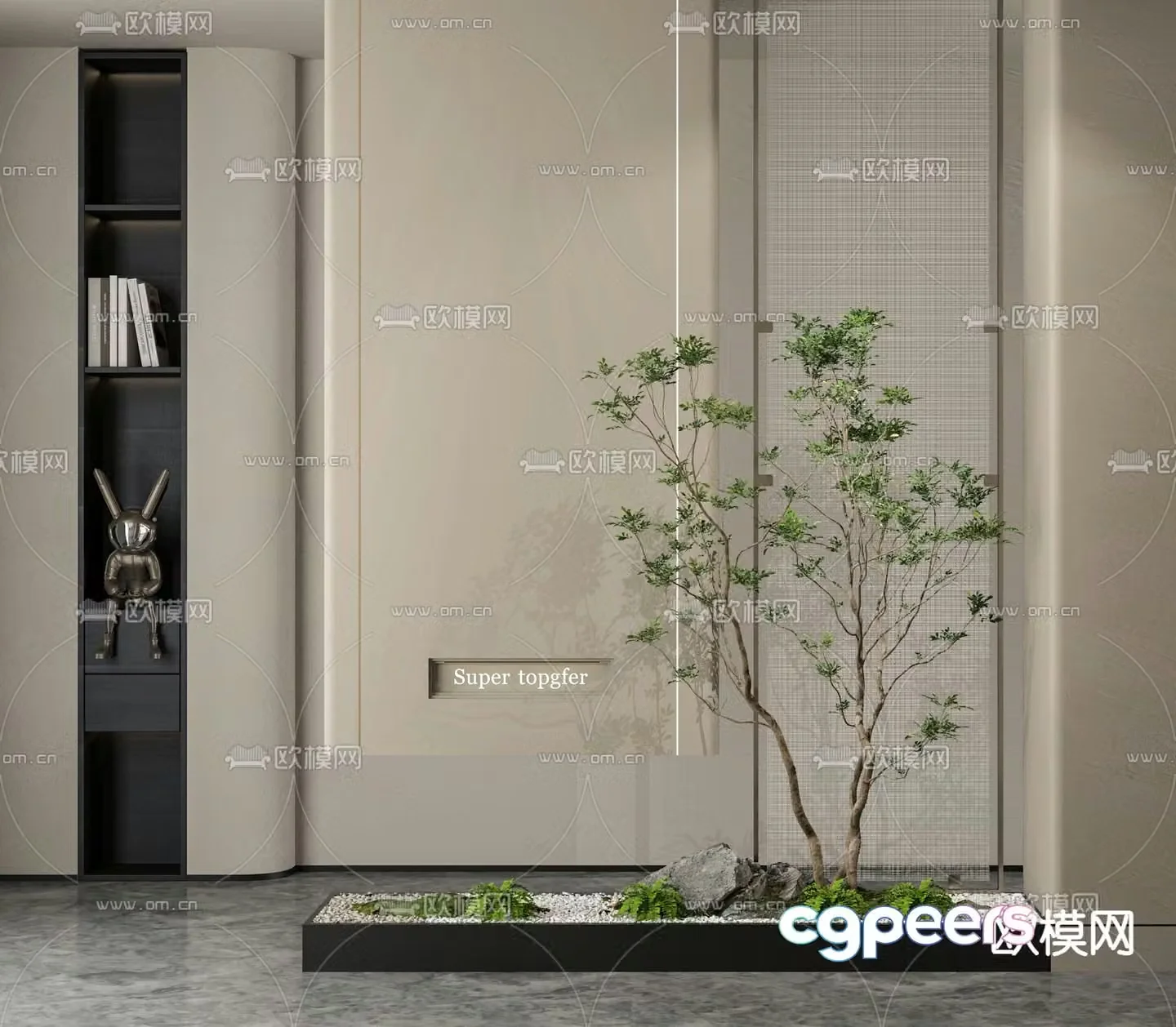 Indoor plant landscaping small scene 3d model