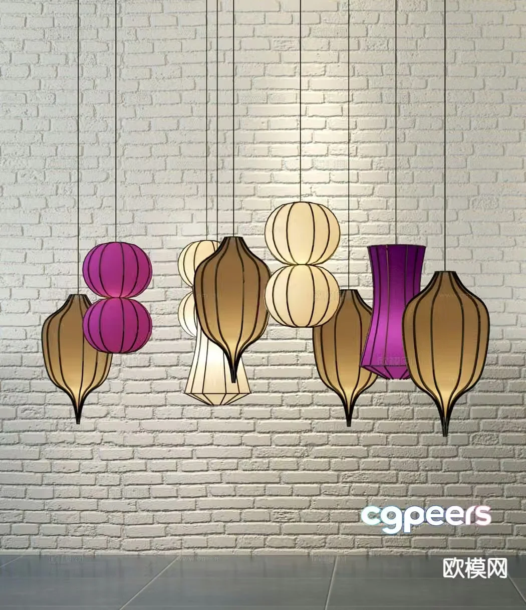 Southeast Asian chandelier art lamp 3d model