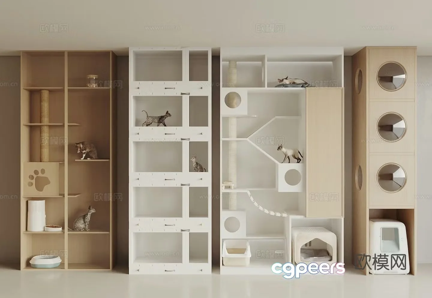 Cat climbing frame pet cabinet pet nest pet supplies 3D model