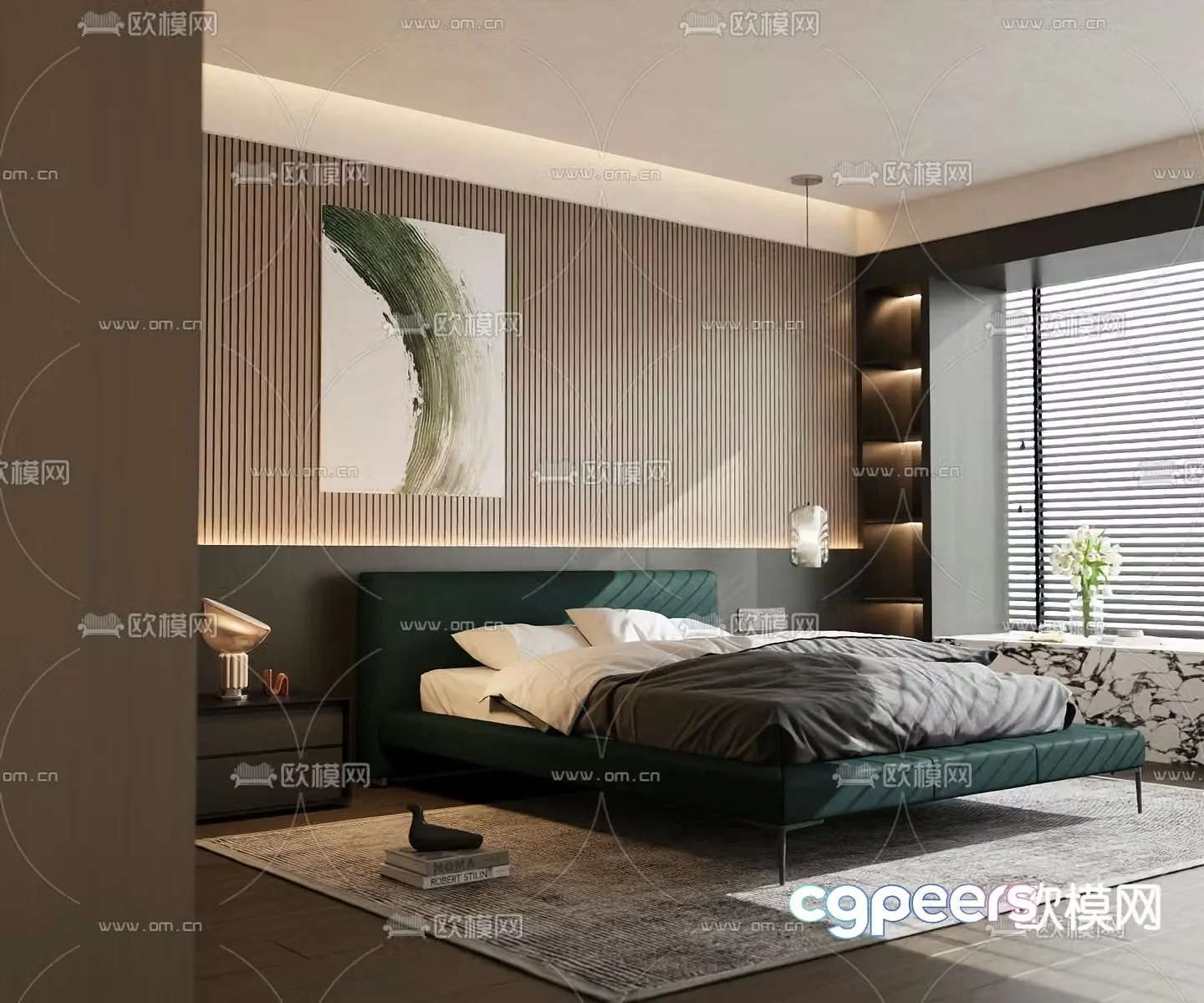 Italian double bed 3d model