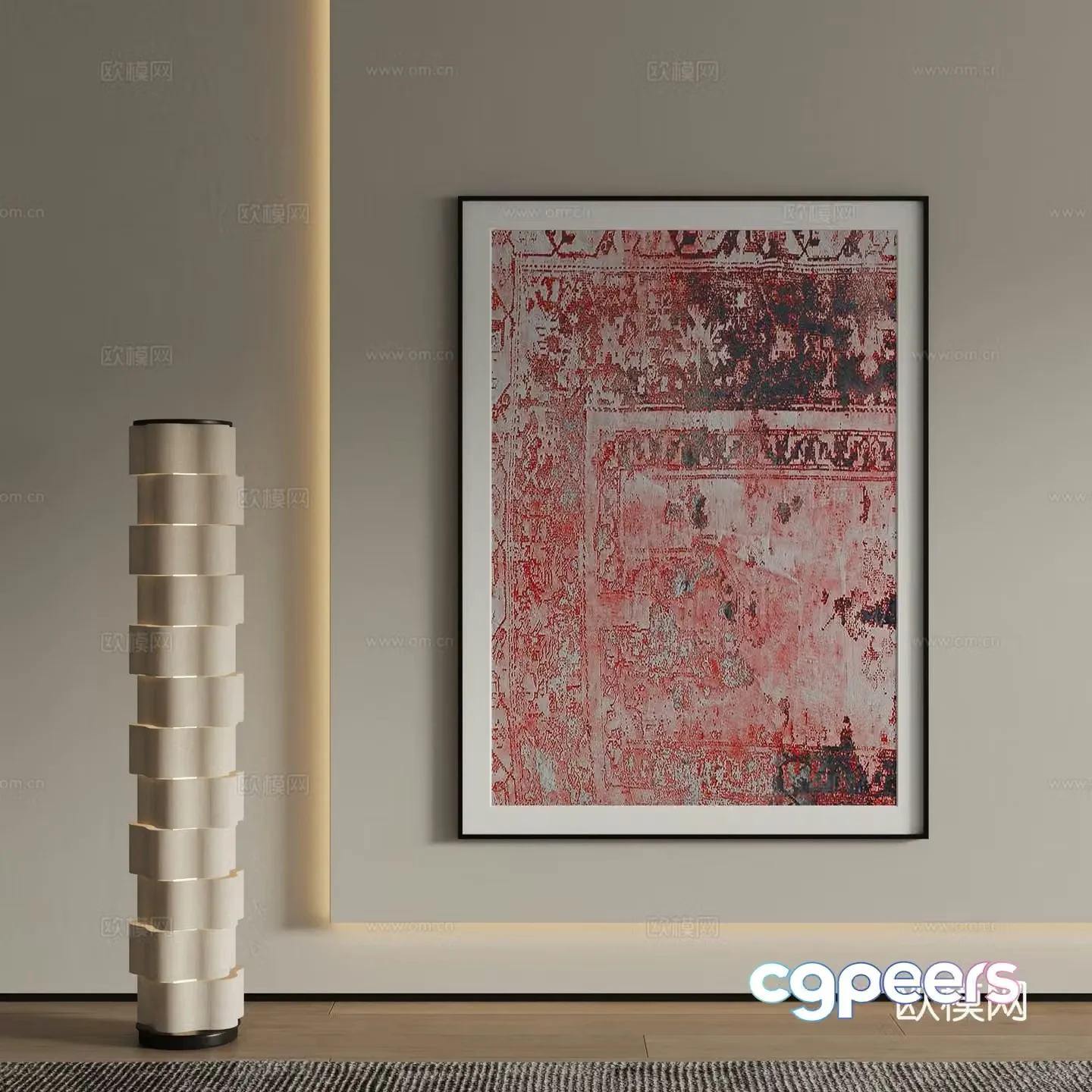 Modern decorative paintings texture retro hanging painting 3d model