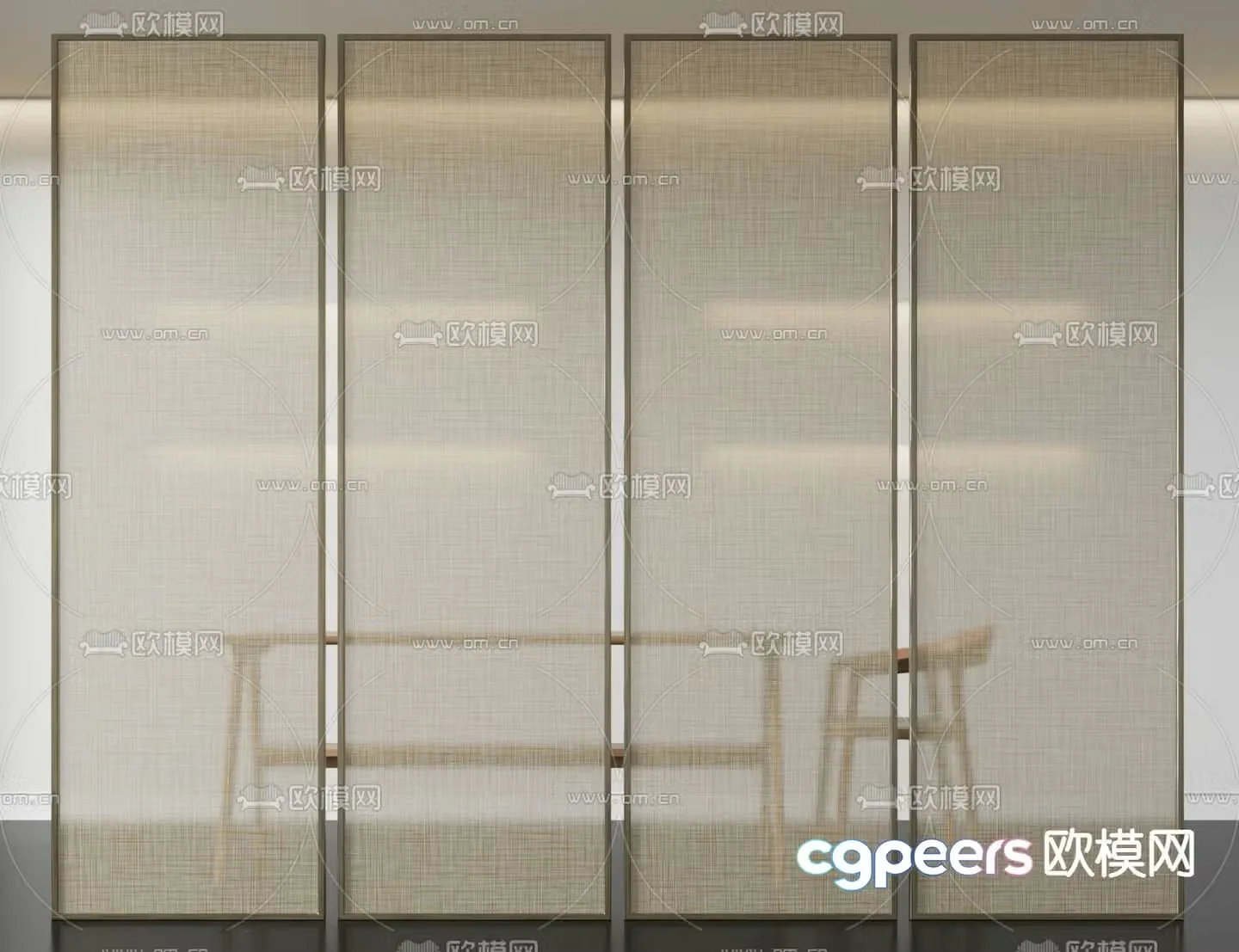 Wired glass partition 3d model