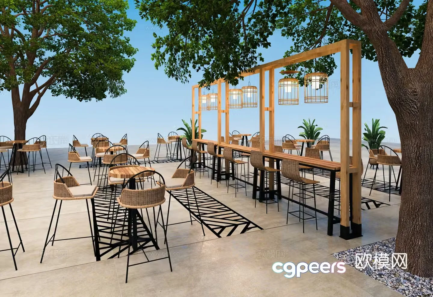 Modern commercial exterior outdoor tables and chairs coffee tables and chairs 3D model