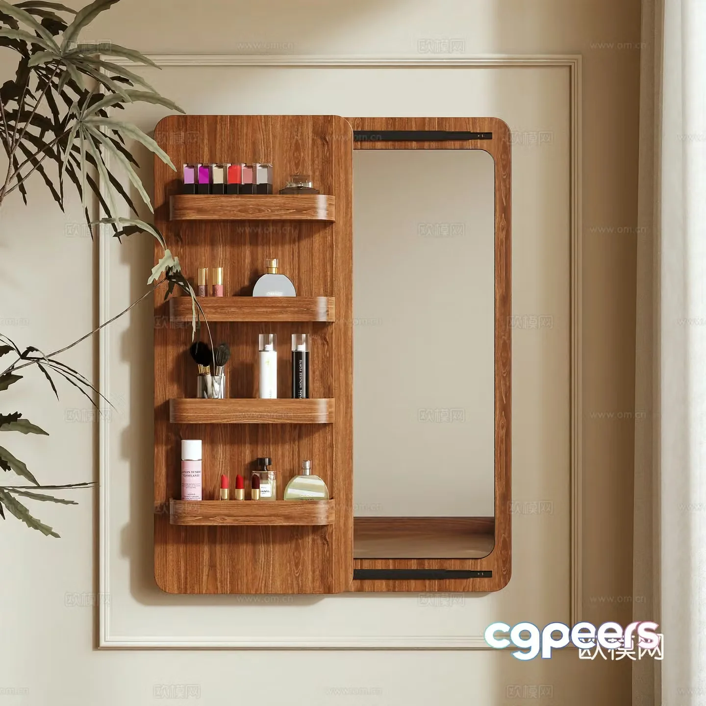 Log Wing Mirror Storage Shelf Wall Hanging 3D Model