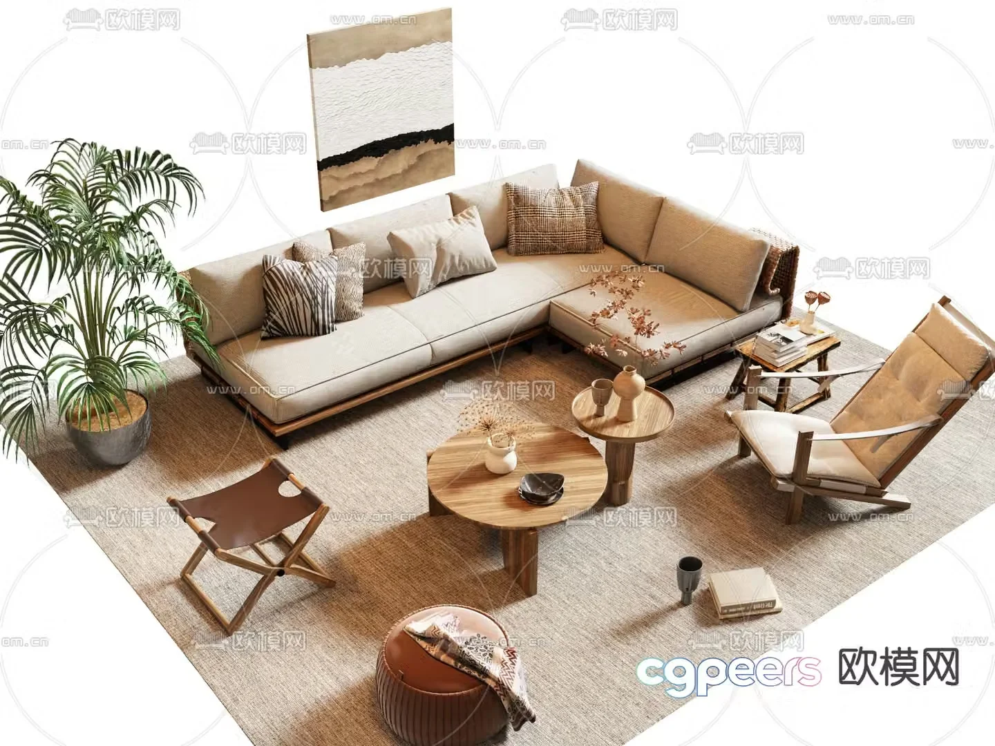 Medieval sofa set 3d model