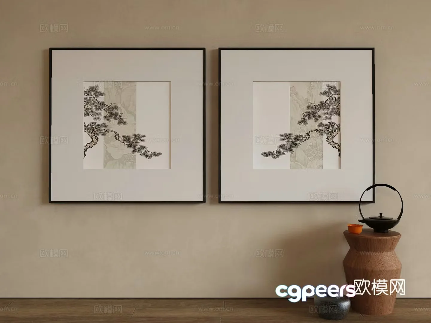 New Chinese style 3D model of Wabi Sasaki hanging painting