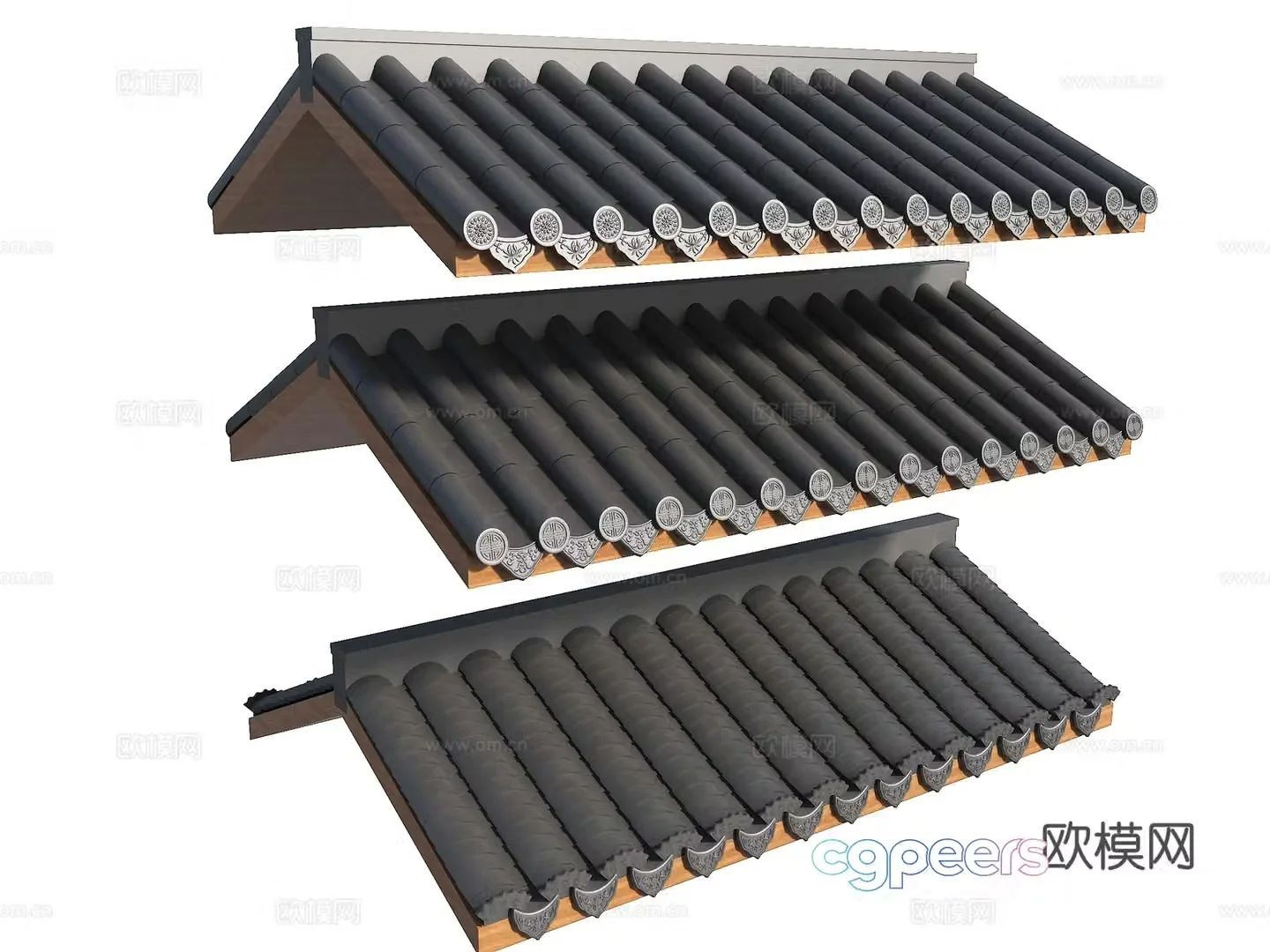 Chinese -style eaves ancient built -in tile tile tablet style 3D model