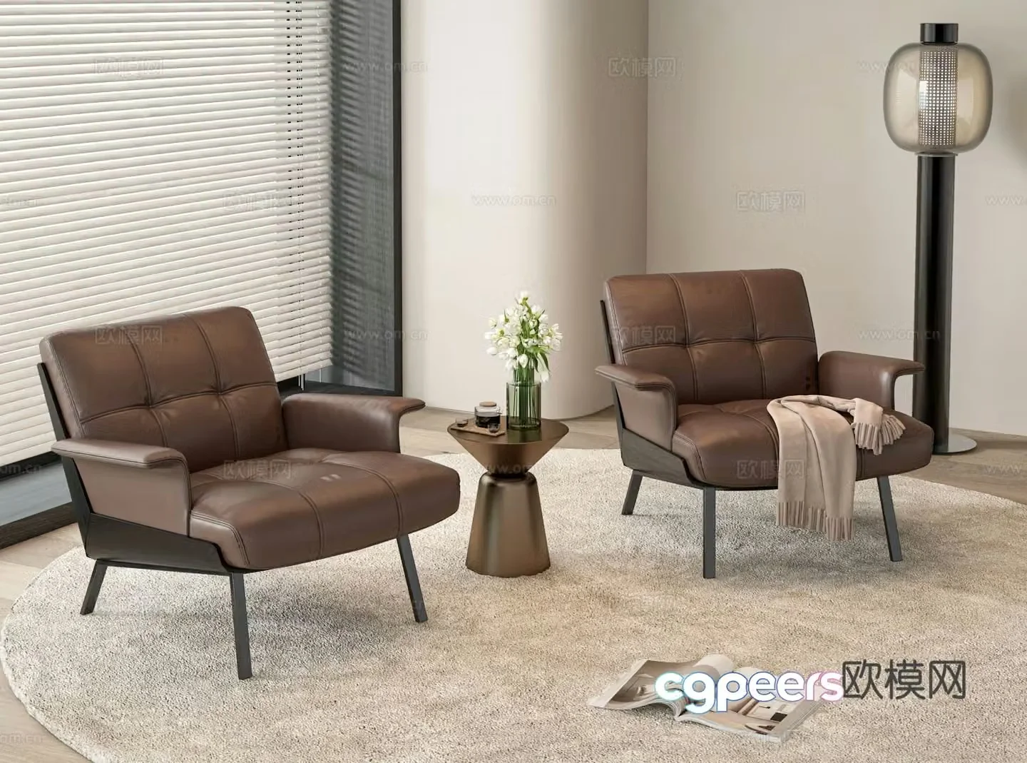 Italian style leisure chair armchair 3d model