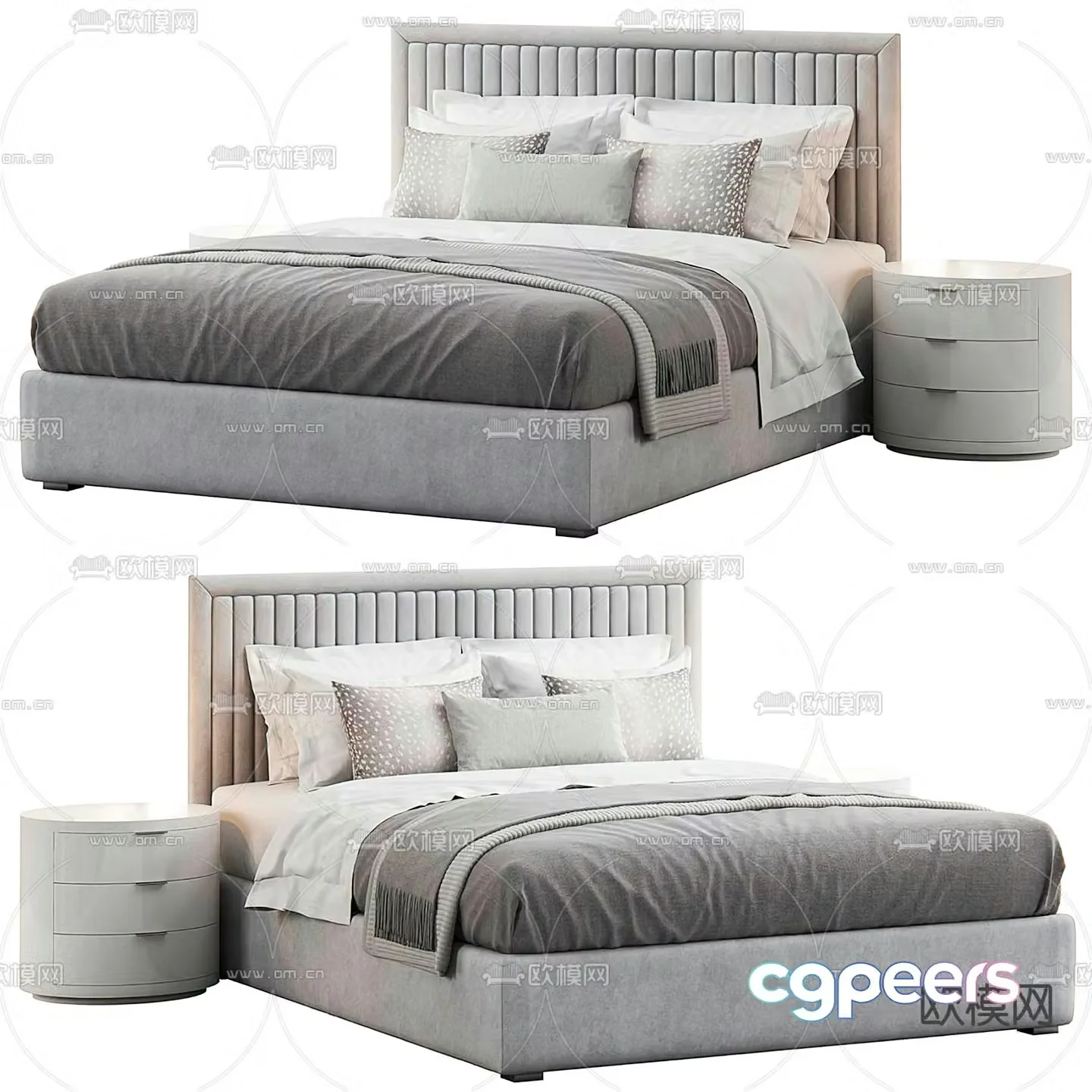 fabric double bed double bed 3d model