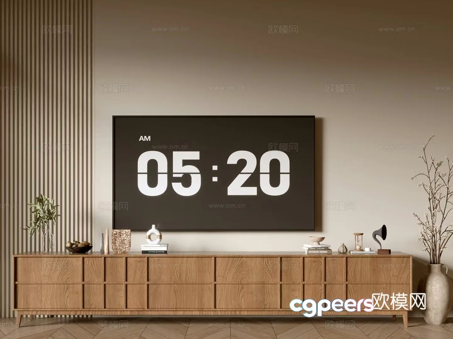 Modern wood grain TV cabinet simple side cabinet chest of drawers low cabinet whole cabinet side cabinet balcony 3D model
