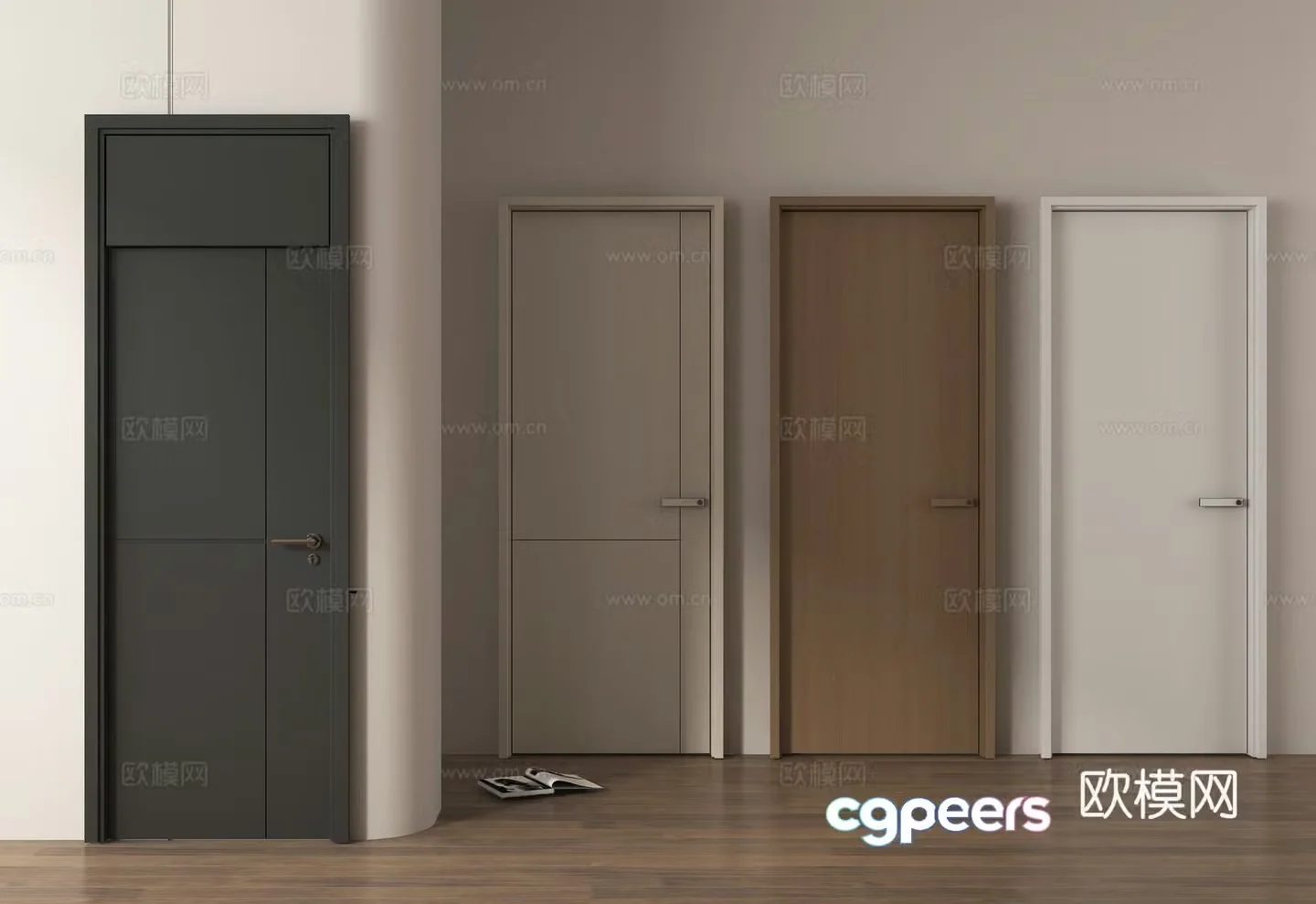 Single-open door entrance door bedroom door 3d model