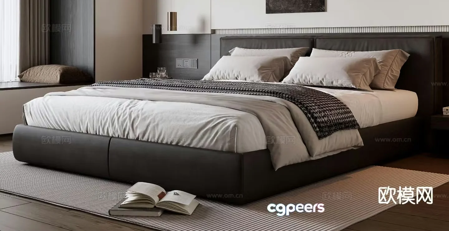 Italian double bed 3d model