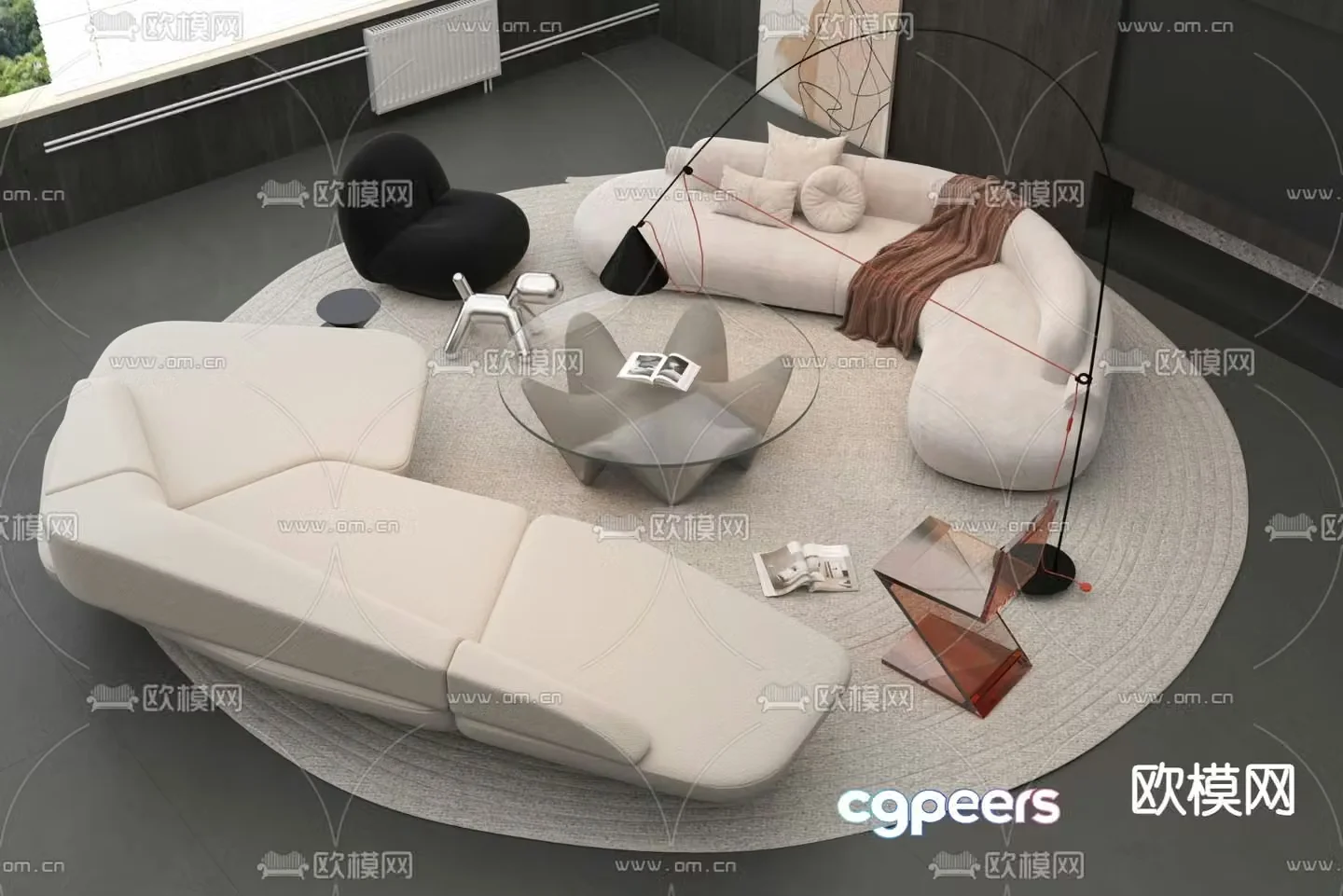 Office sofa modular sofa 3d model