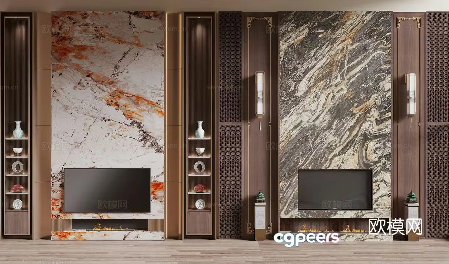 New Chinese TV background wall 3d model