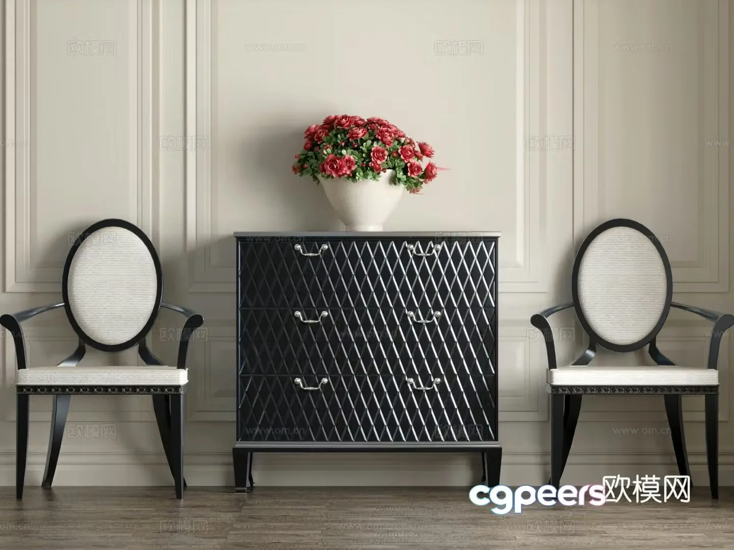 New Chinese style entrance cabinet end view cabinet leisure chair 3D model