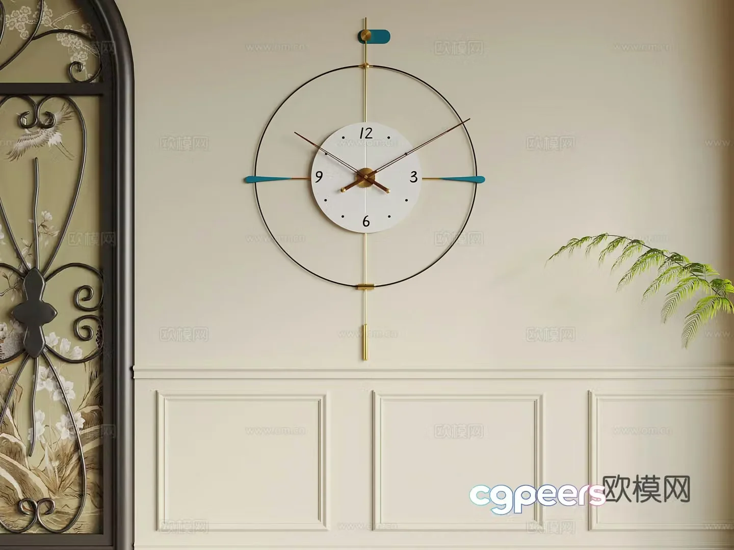 Modern minimalist clock wall clock hanging clock 3d model