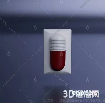 A 3D Model Of A Red And White Pill 3D Model – 3305 – VRAY Render