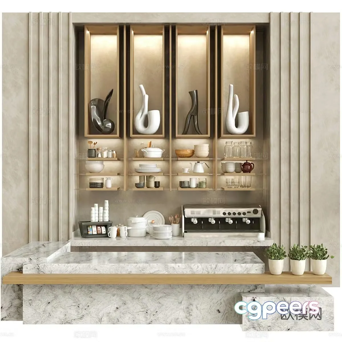 Modern coffee shop bar 3d model