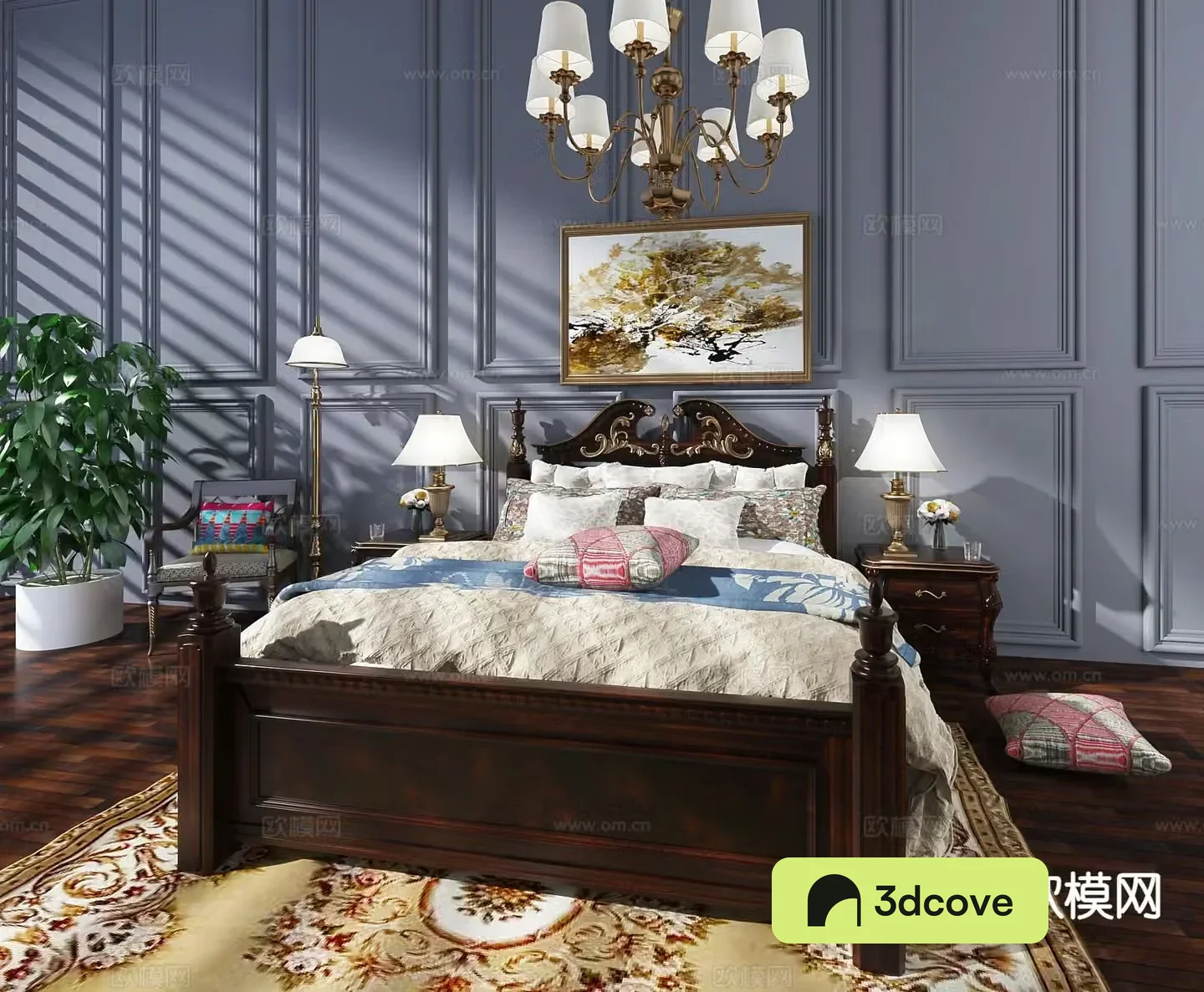 European wooden bed double bed