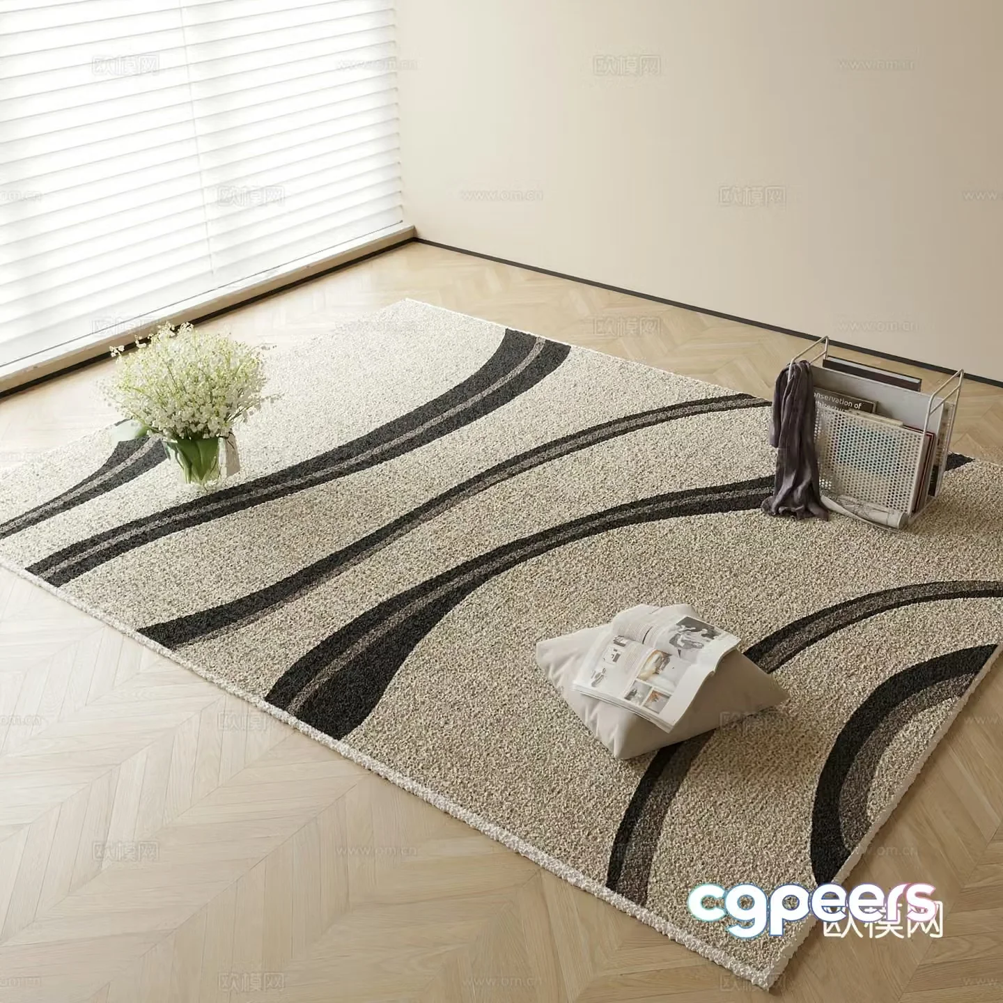 Modern striped carpet 3d model