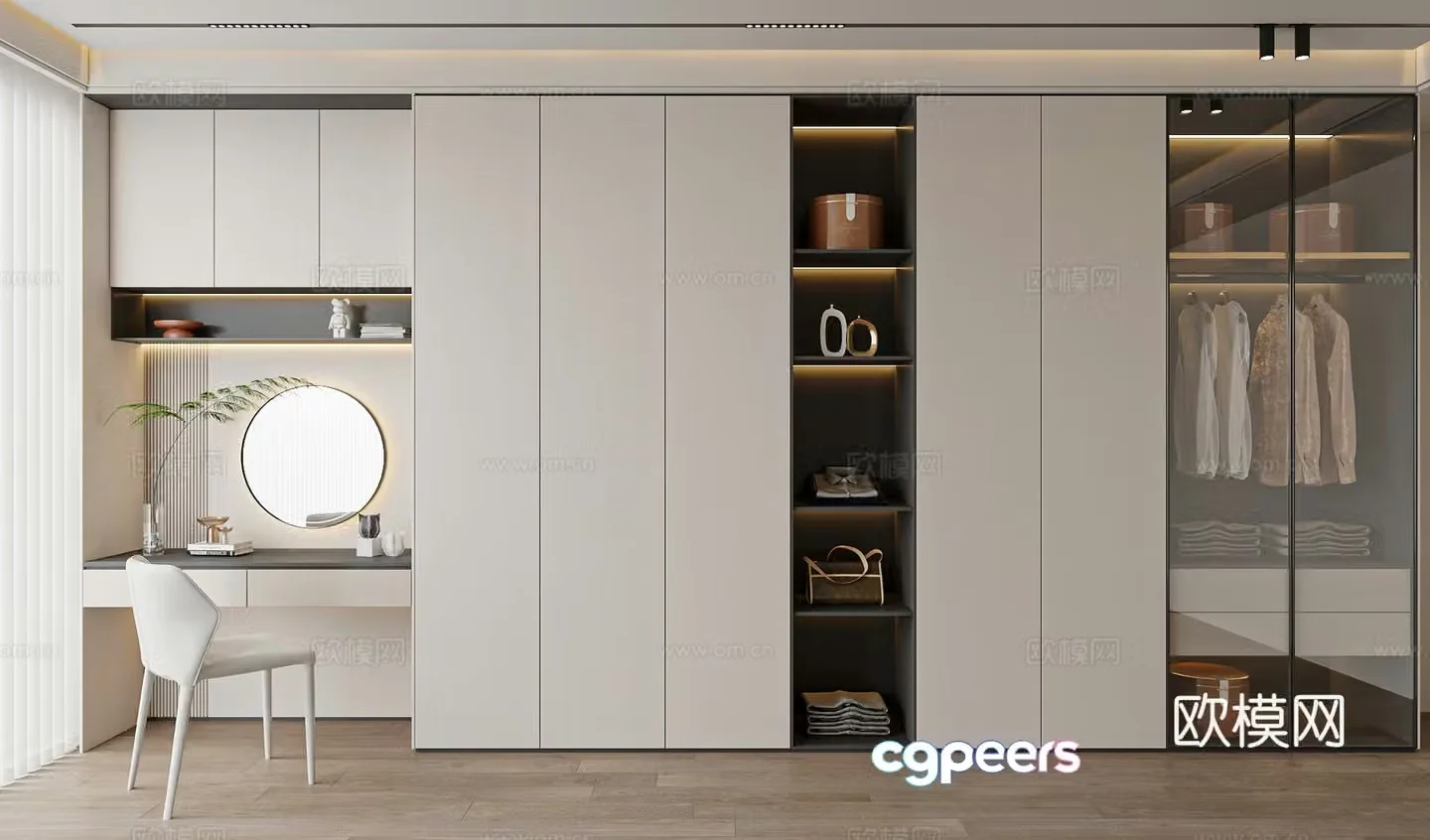 Modern wardrobe dressing table wardrobe 3d model