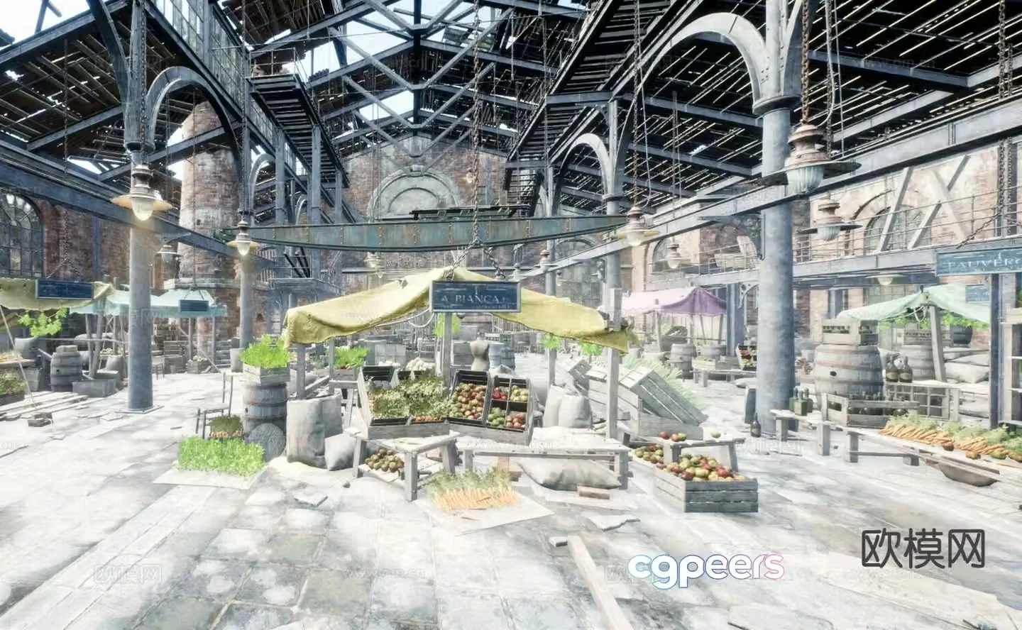 Shabby market game scene 3d model