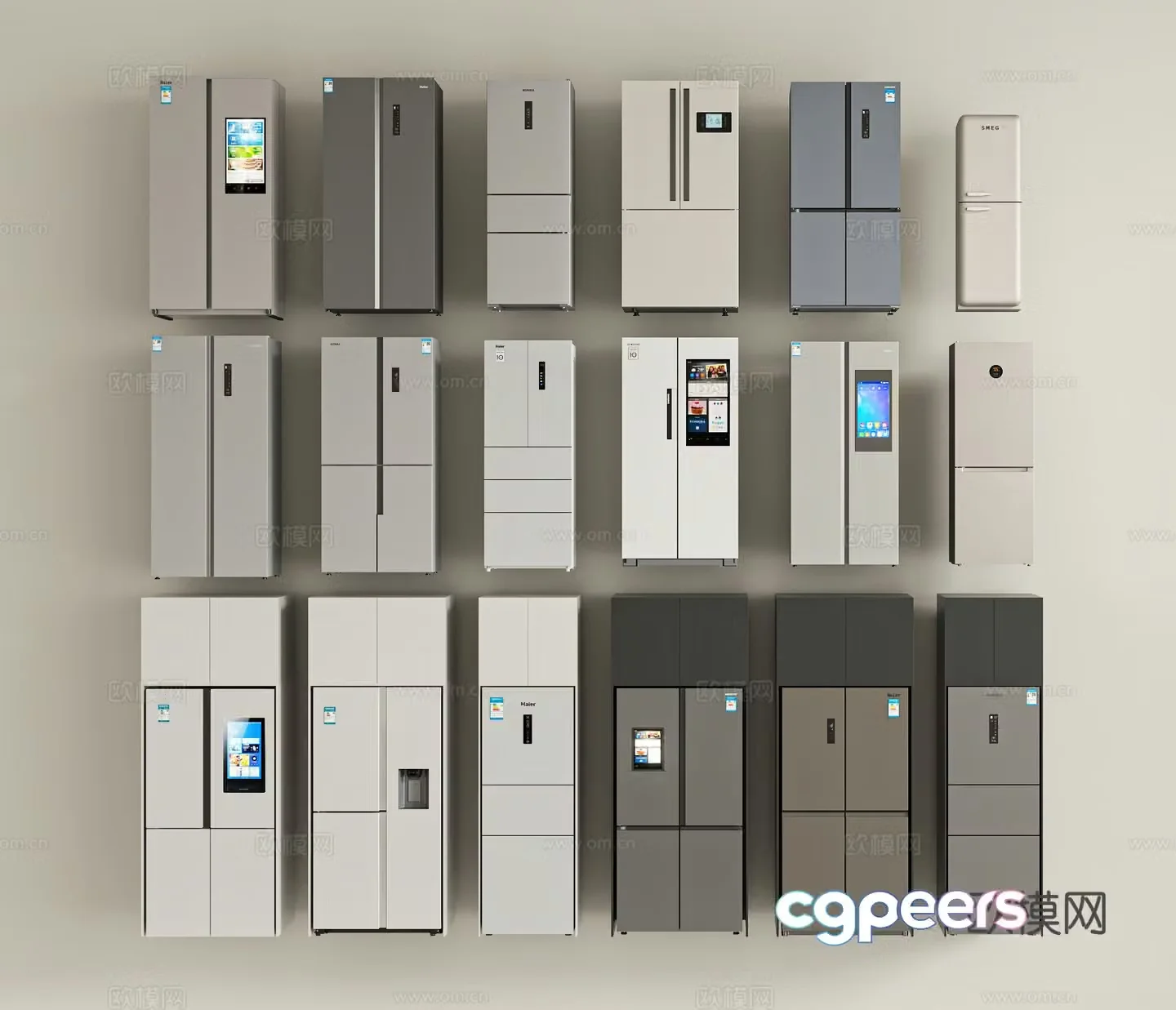 Modern smart refrigerator freezer 3d model